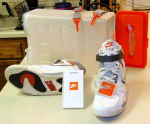Nike Air Pressure high-top basketball sneakers with carrying case