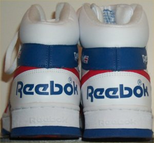Reebok BB5600 classic basketball sneaker: heel view of large Reebok wordmark