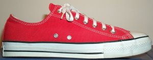 Red Converse 'Chuck Taylor' All-Star low-tops (high school basketball team shoe in 1971-1972 and 1972-1973)