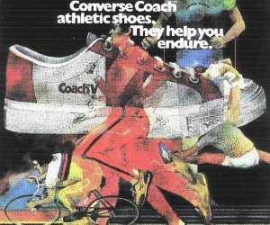 Converse COACH athletic shoes advertising, showing court and running models