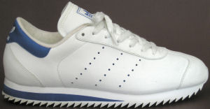adidas Country Ripple sneaker, white, blue trim, perfed stripes