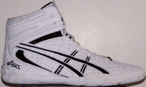 ASICS "GEL-Assault" wrestling shoe, white with black stripes and trim