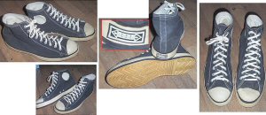 Black Hood canvas high-tops from various angles