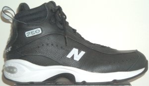 New Balance 750 high-top basketball shoe, black with white trim