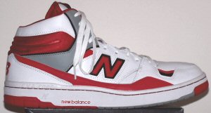 New Balance 800 high-top basketball shoe in white/red/gray/black