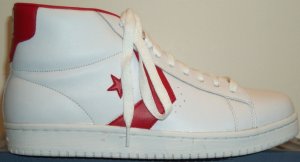 Converse Dr. J Classic high-top shoe; white with red trim