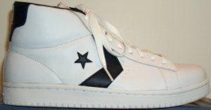 Converse Dr. J Classic high-top shoe; white with blue trim