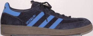 adidas Spezial retro handball shoe, dark blue with light blue stripes