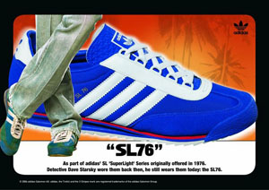 The adidas SL76 shoe in red, white, and blue: adidas ad run in 2004