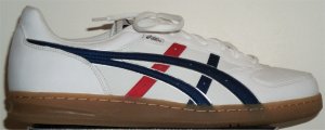 ASICS Top Seven shoe: white with blue and red trim
