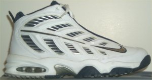 Nike Air 40-40 GD ¾ High baseball turf shoe: white with black and silver trim Nike Air 40-40 GD ¾ High baseball turf shoe: white with black and silver trim