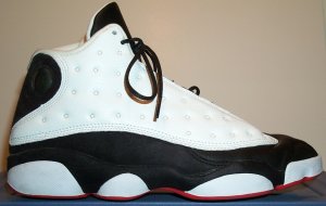 Air Jordan 13 in white, black, and red