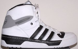 adidas Attitude, white leather, black and silver stripes