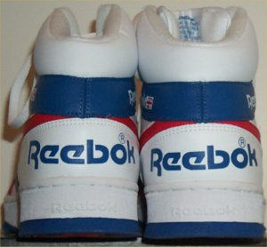 Reebok BB5600 classic basketball sneaker: heel view of large Reebok wordmark