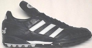 adidas Beckbenbauer #5 leather soccer boot, black with white stripes and trim adidas Beckbenbauer #5 leather soccer boot, black with white stripes and trim
