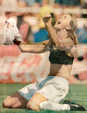 Brandi Chastain in the excitement of winning!