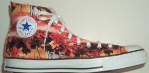 Converse "Chuck Taylor" All-Star high-top sneakers in Hawaiian Orange pattern Converse "Chuck Taylor" All-Star high-top sneakers in Hawaiian Orange pattern