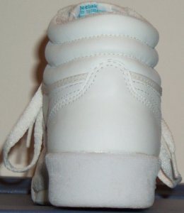 Reebok Freestyle white high-top, back view