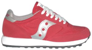 Saucony Jazz retro running shoe: red eith silver trim