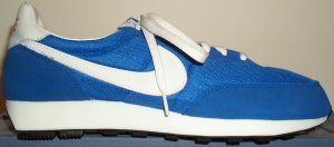 Nike LDV retro running shoe: blue nylon with white SWOOSH and white EVA midsole Nike LDV retro running shoe: blue nylon with white SWOOSH and white EVA midsole