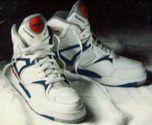 Reebok Pump high-top basketball shoe: predominantly white