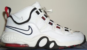 Nike Air Super CB basketball shoe, white with red and black trim Nike Air Super CB basketball shoe, white with red and black trim